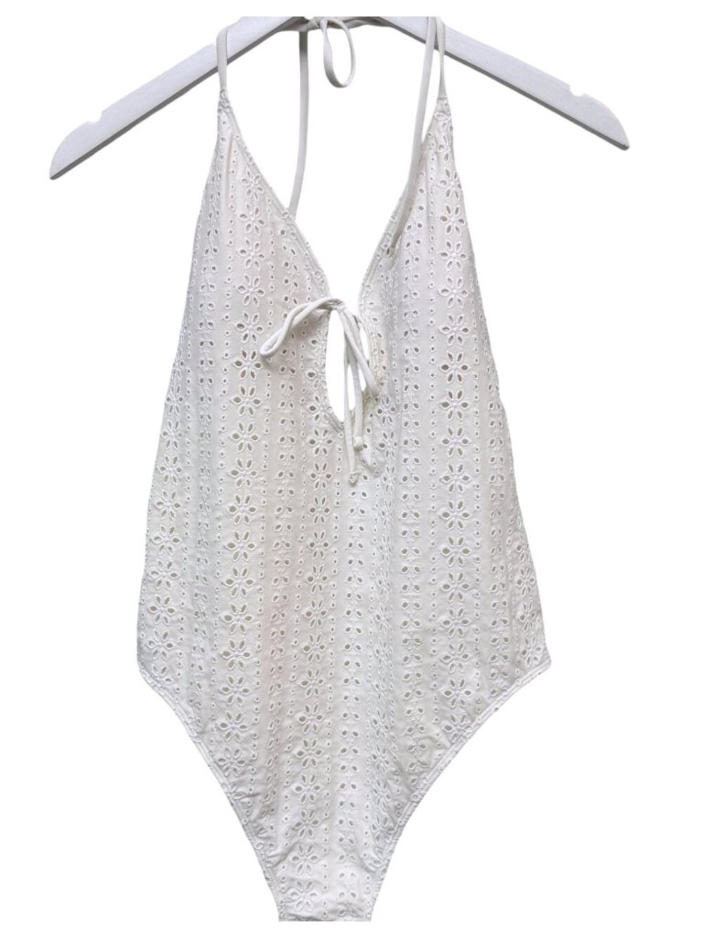 HOLLISTER One Piece Swimsuit XL White Eyelet Halter Womens Swim Wear